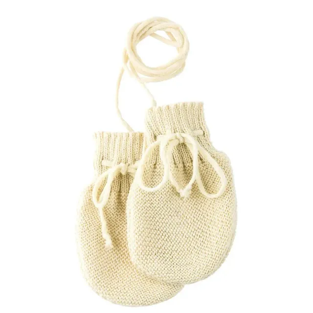 LiliNappy Disana moufles bébé laine mérinos 0-4 mois naturel
