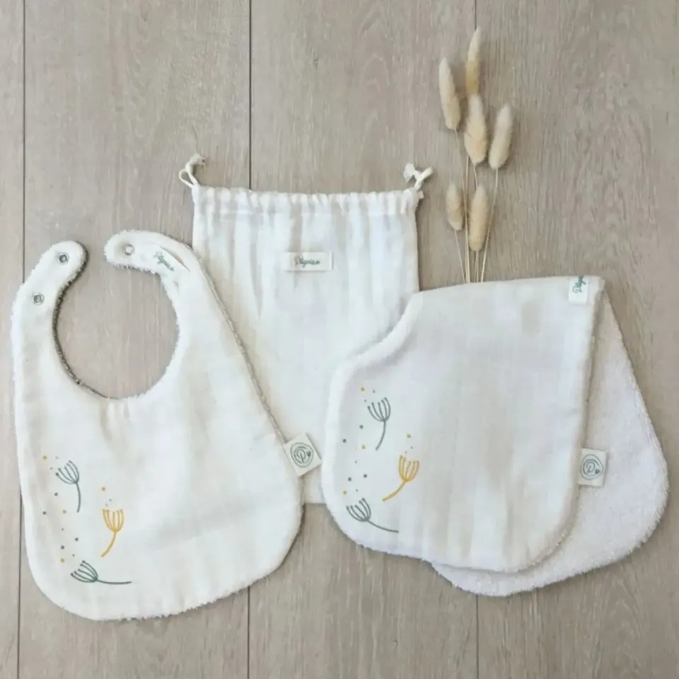 Pitigaïa Duo bavoirs bébé coton bio lot de 2