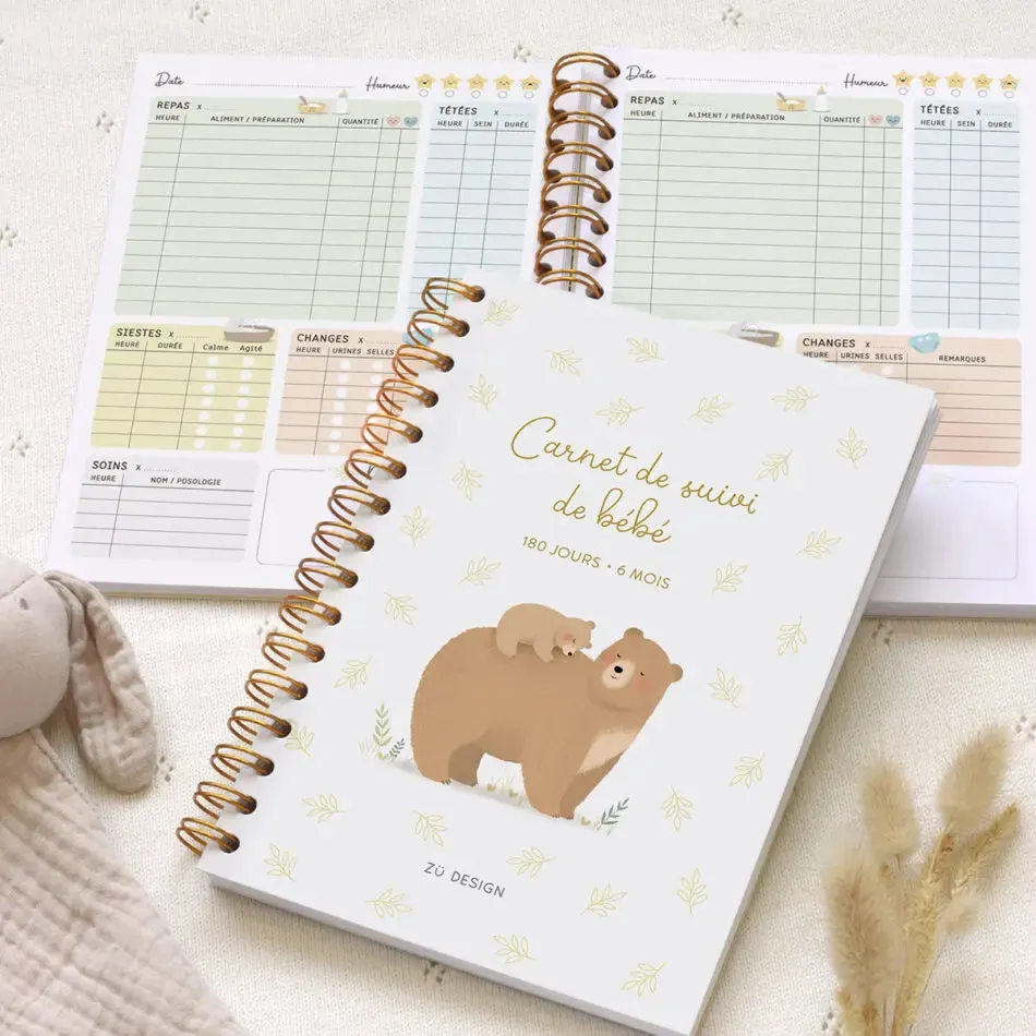 Zü Ours carnet suivi bébé 0-6 mois fabriqué France