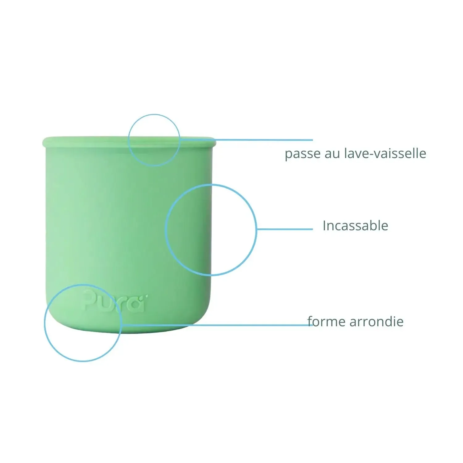 Pura gobelets apprentissage silicone 3x150ml sans plastique