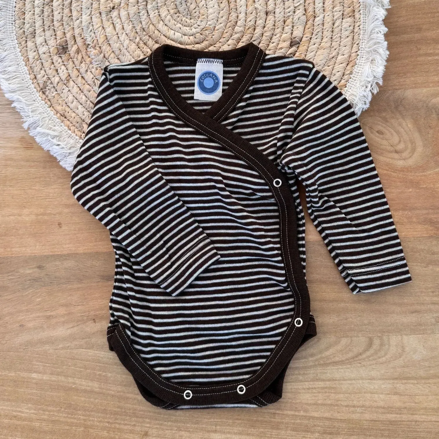 Cosilana body laine soie manches longues ouverture devant