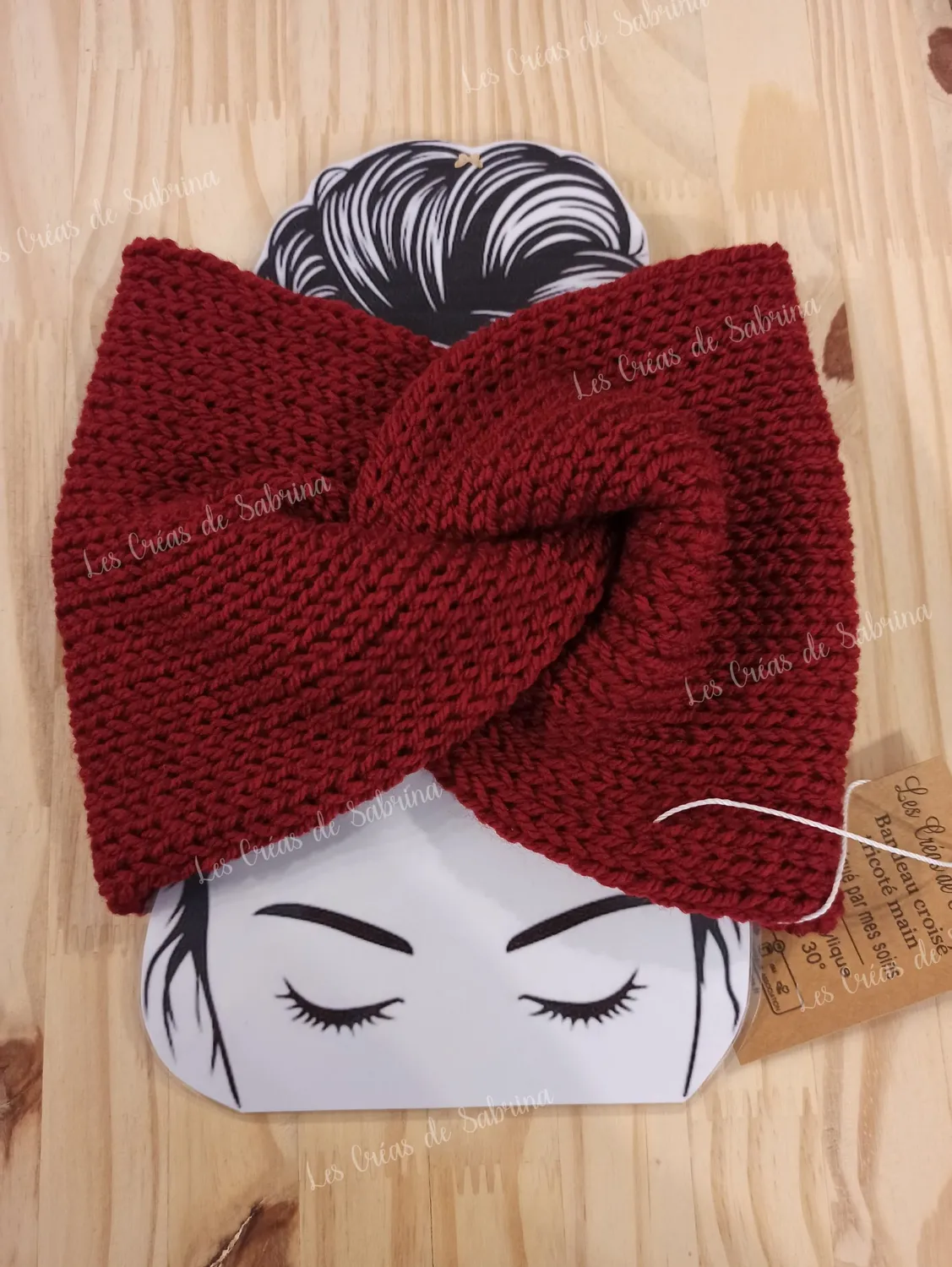Les Créas de Sabrina bandeau croisé adulte tricoté acrylique