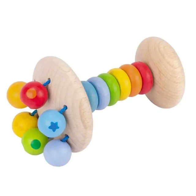 LiliNappy Goki anneau à attraper arc-en-ciel hochet en bois