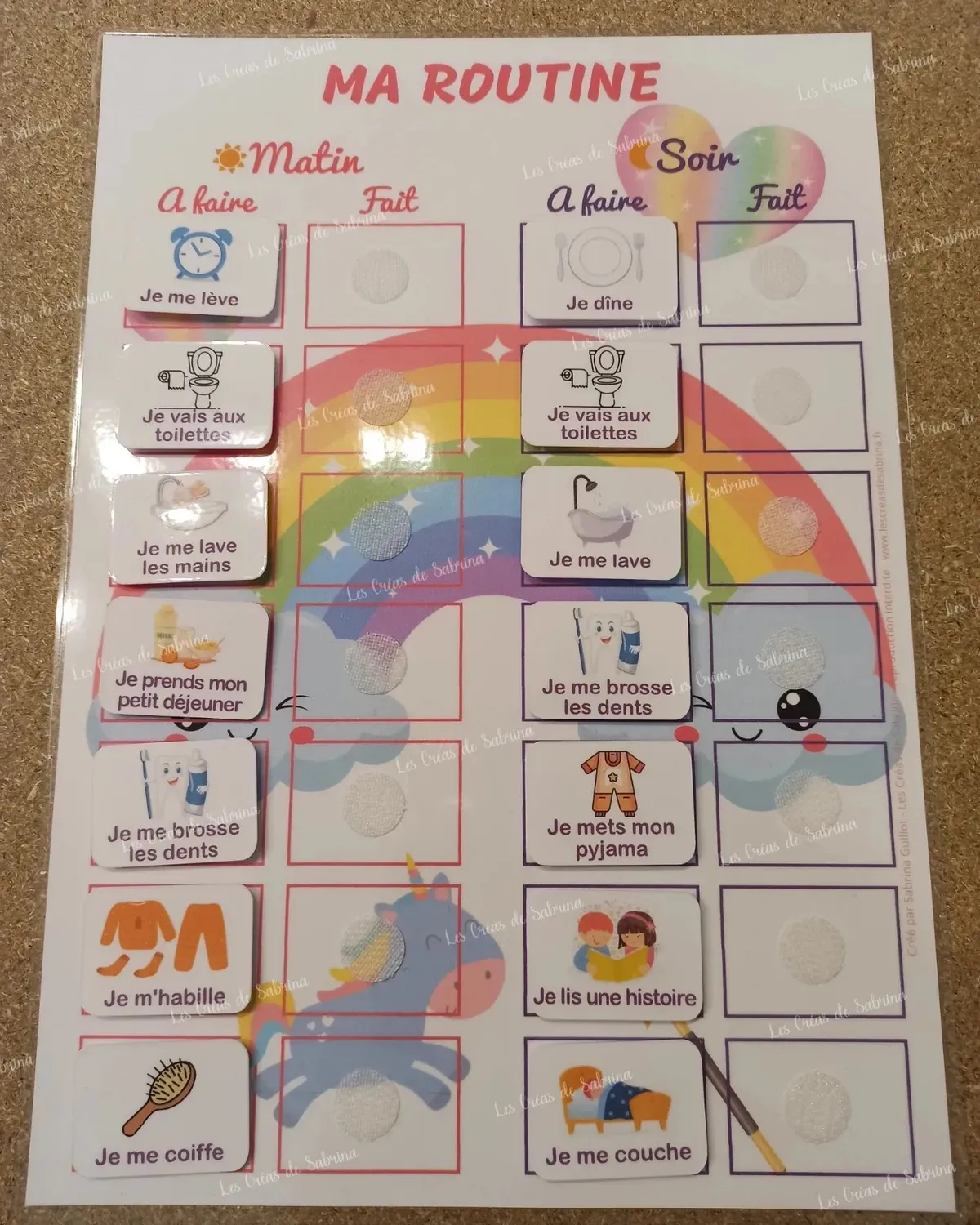 Les Créas de Sabrina Tableau routine enfant 14 étiquettes A4