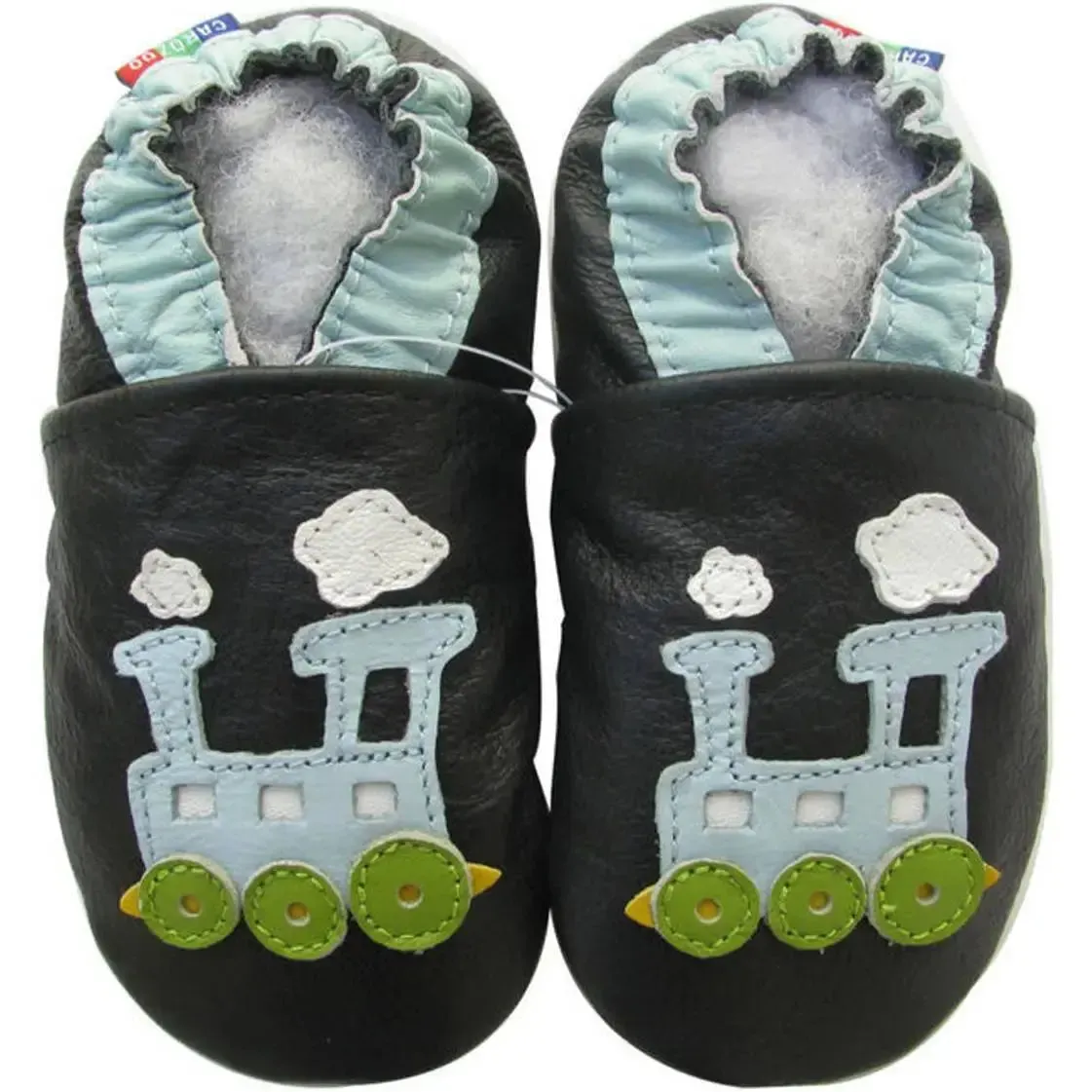 Carozoo Bunny chaussons cuir souple fond rouge