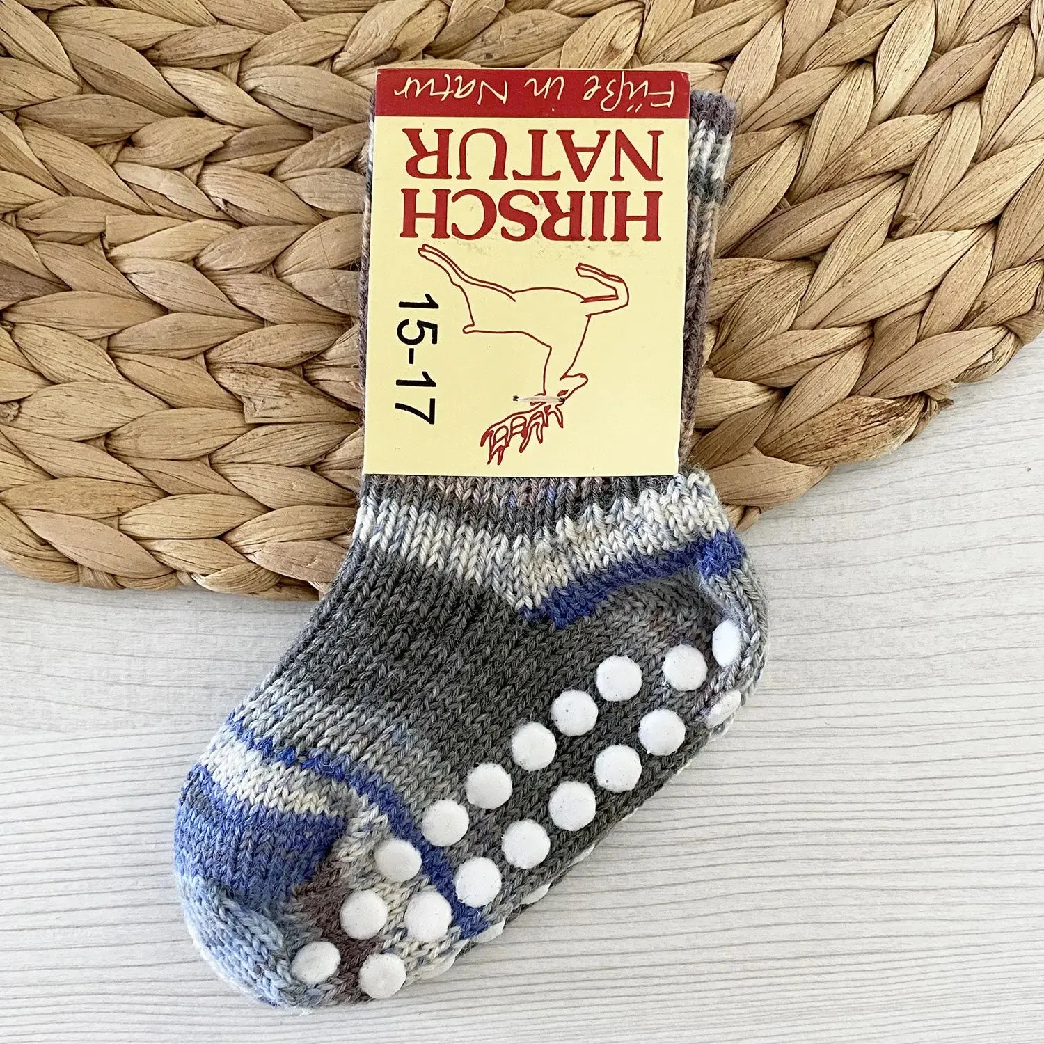 Hirsch Natur chaussettes pure laine antidérapantes enfant