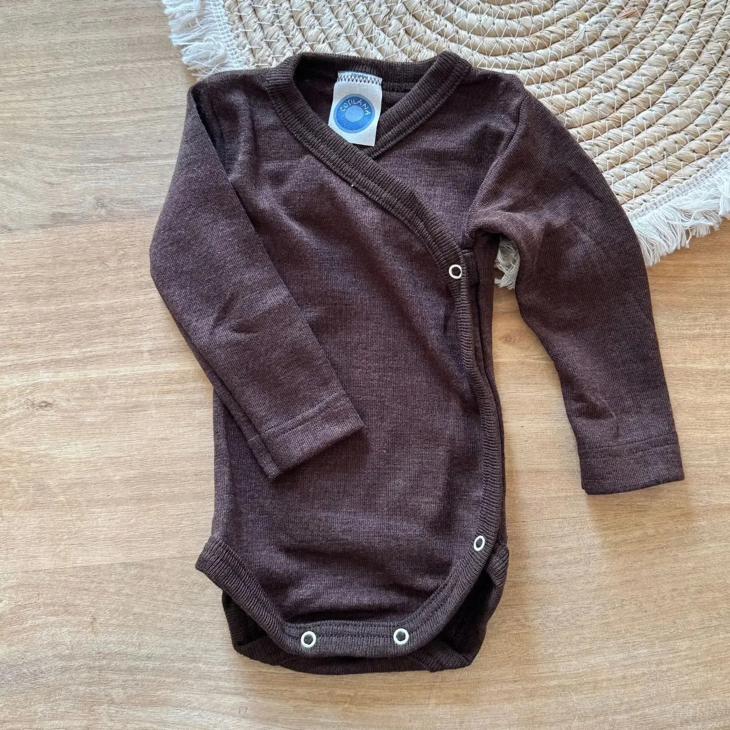 Cosilana body laine soie manches longues ouverture devant