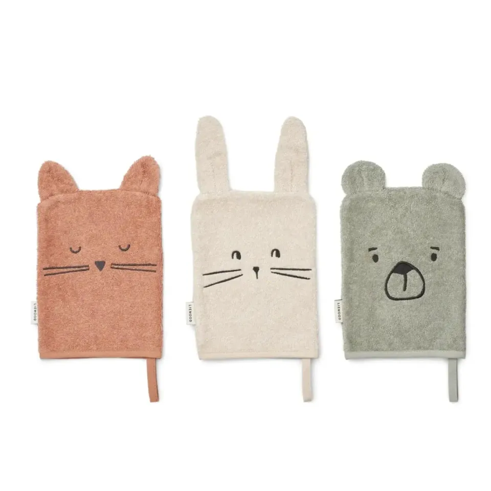 Liewood Sylvester gants de toilette enfant coton bio 3 pièces