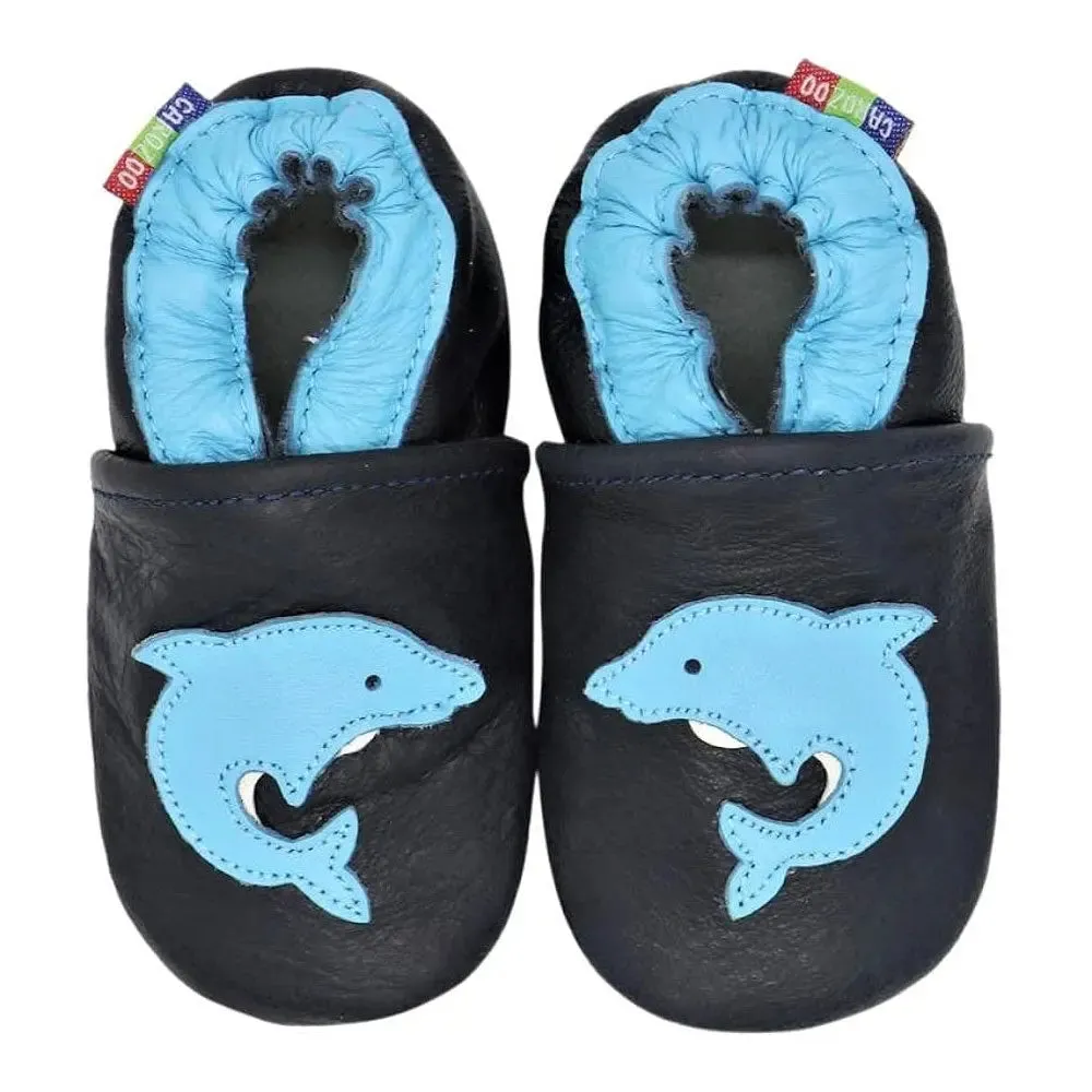 Carozoo Bunny chaussons cuir souple fond rouge
