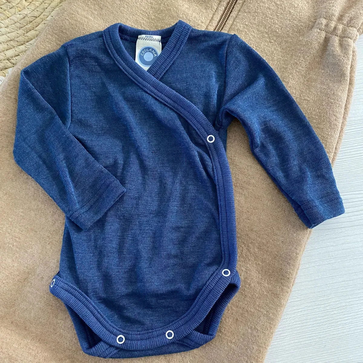 Cosilana body laine soie manches longues ouverture devant