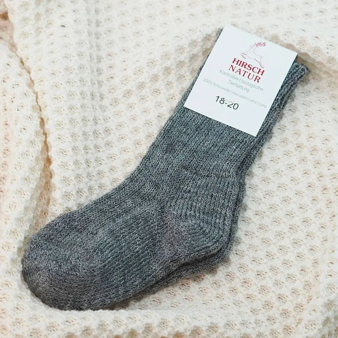 Hirsch Natur Chaussettes hautes enfant pure laine bio