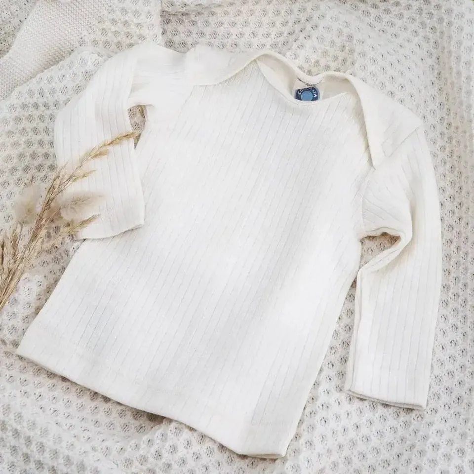 Cosilana tee-shirt manches longues bébé laine soie coton Naturel