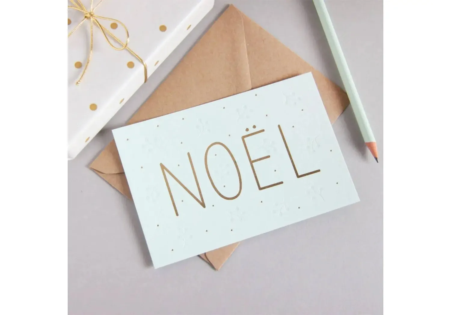 Zü Carte Noël or mint 10 x 15 cm avec enveloppe kraft