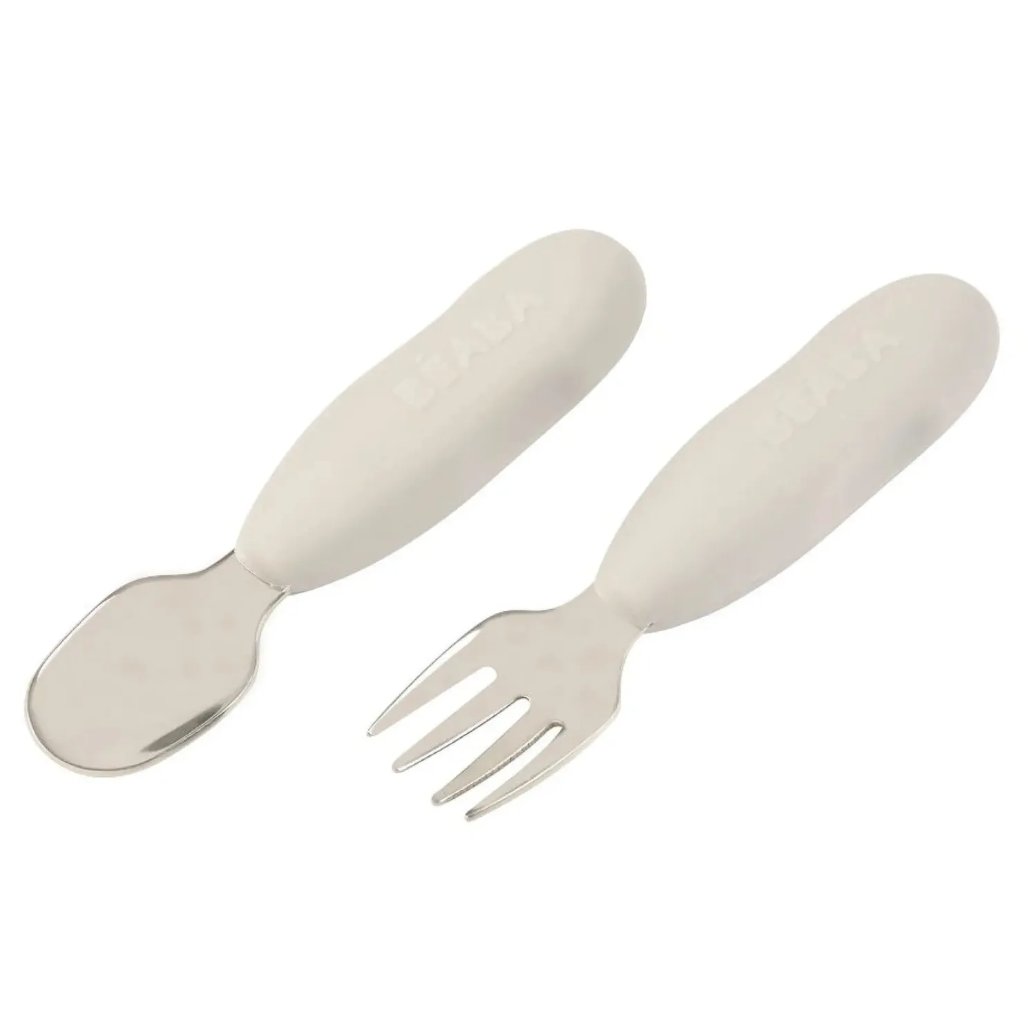 Béaba lot 2 pré-couverts inox silicone Velvet Grey