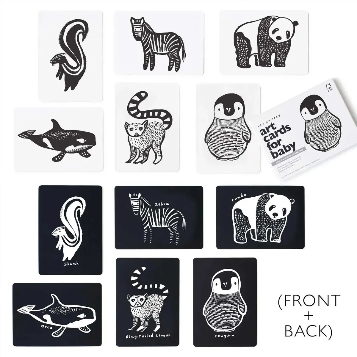Wee Gallery cartes éveil bébé noir et blanc 6 contraste
