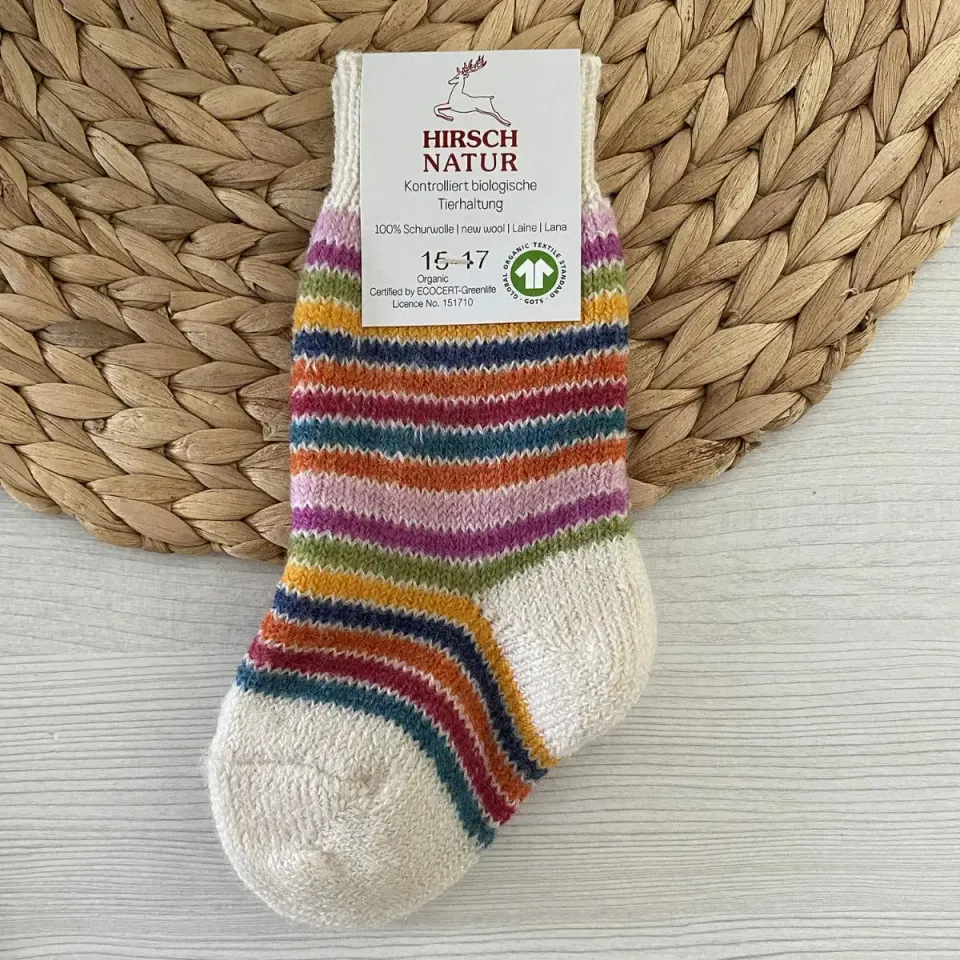 Hirsch Natur Rainbow chaussettes laine bio enfant chaudes