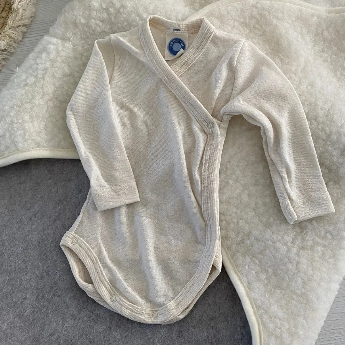 Cosilana body laine soie manches longues ouverture devant