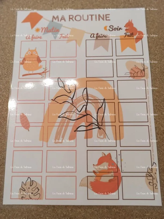 Les Créas de Sabrina Tableau routine enfant 14 étiquettes A4