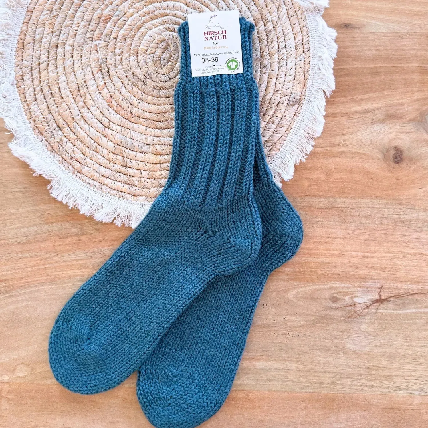 Hirsch Natur chaussettes adulte laine bio maille aérée paire