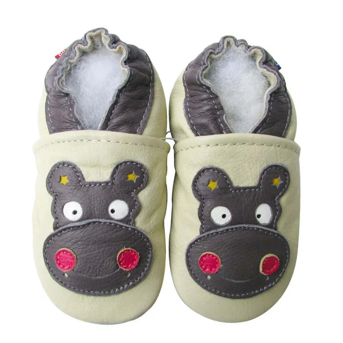 Carozoo Bunny chaussons cuir souple fond rouge