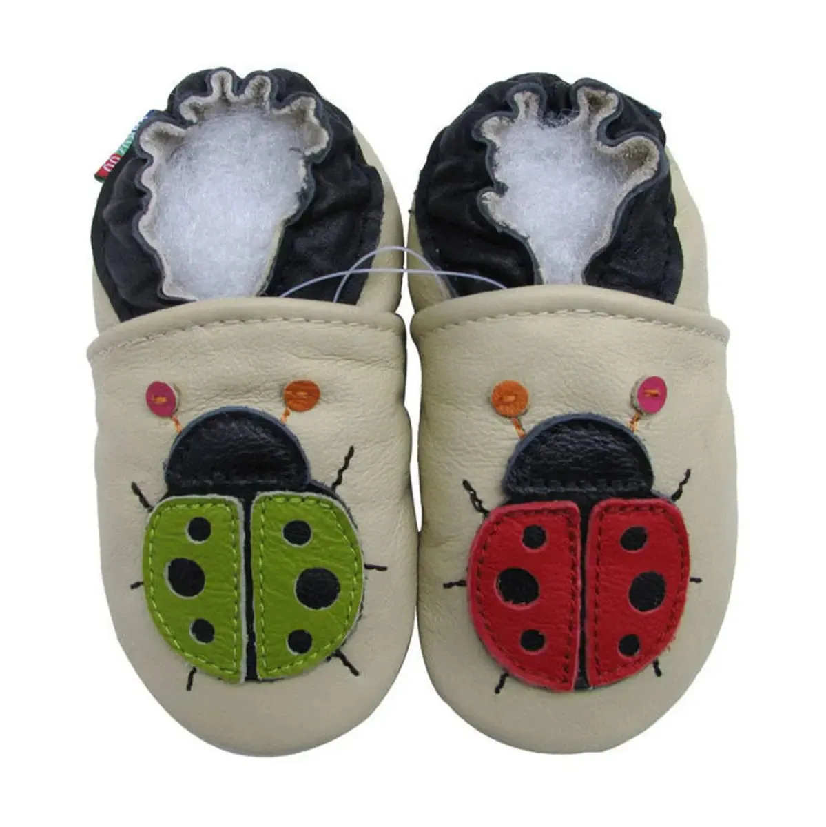 Carozoo Bunny chaussons cuir souple fond rouge