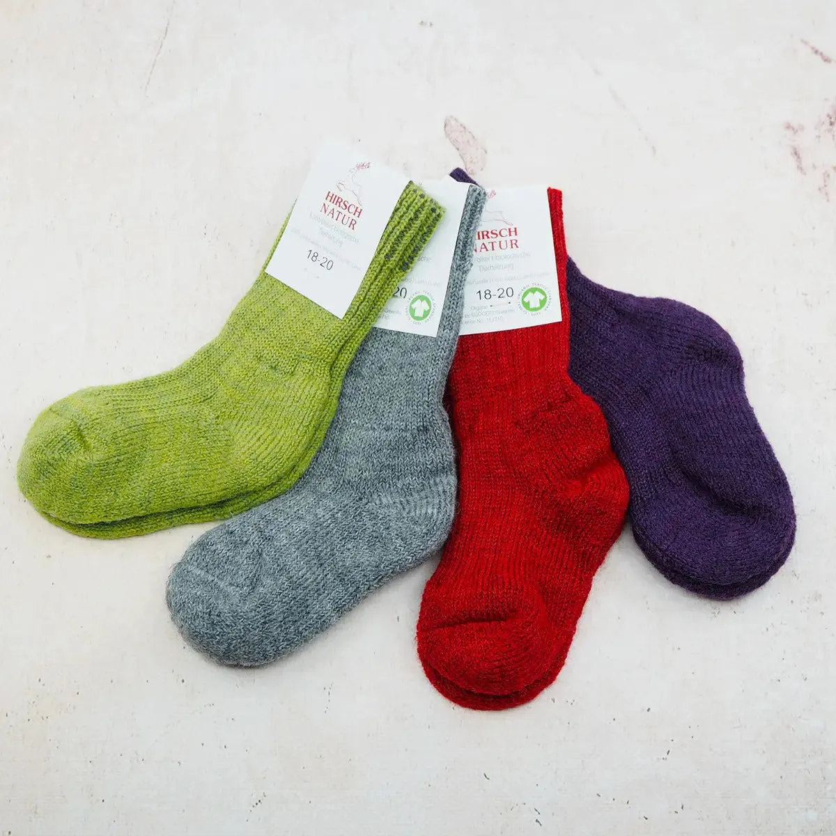 Hirsch Natur Chaussettes hautes enfant pure laine bio