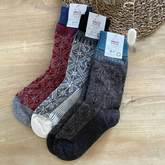 Hirsch Natur chaussettes flocons laine