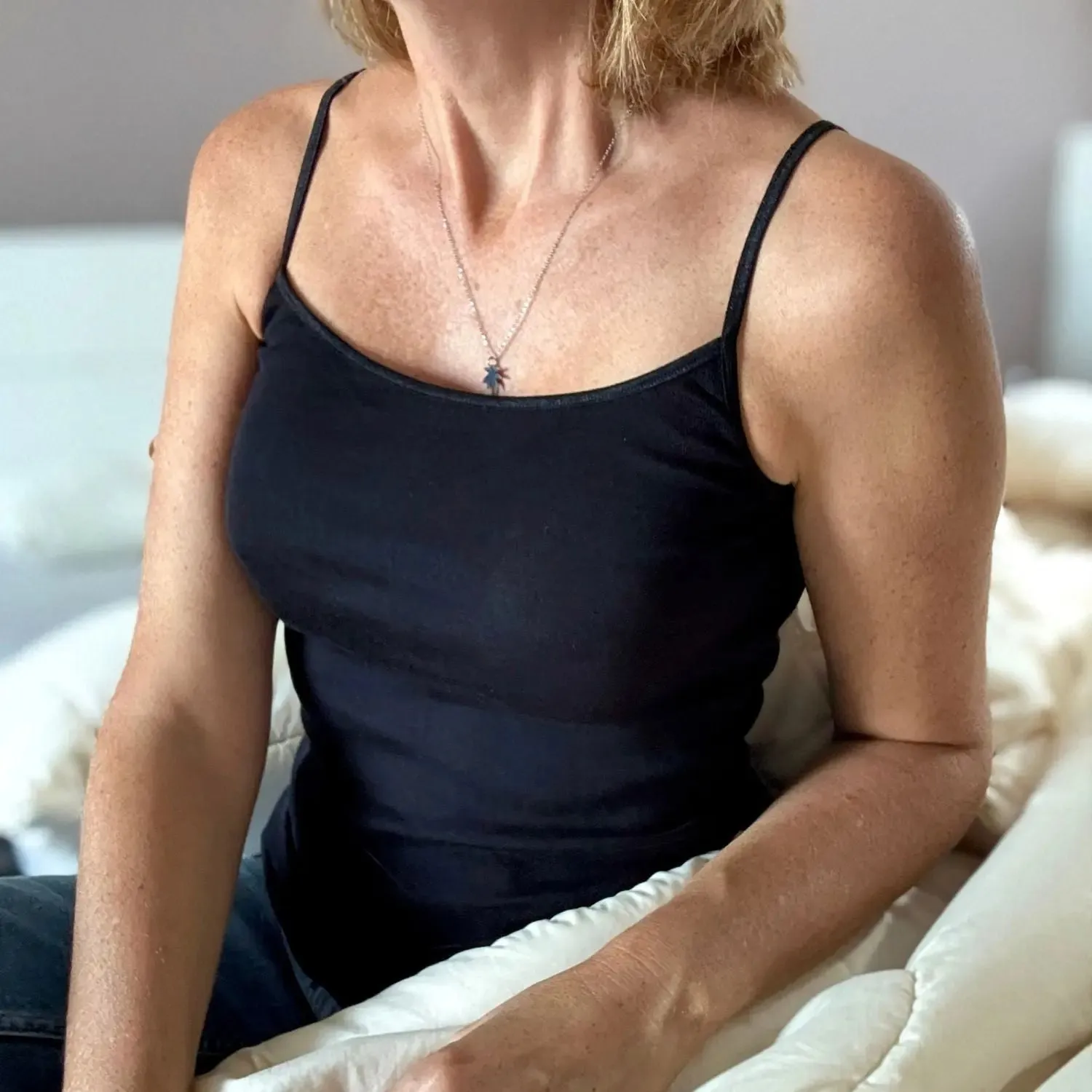 Débardeur fines bretelles Cosilana laine soie femme