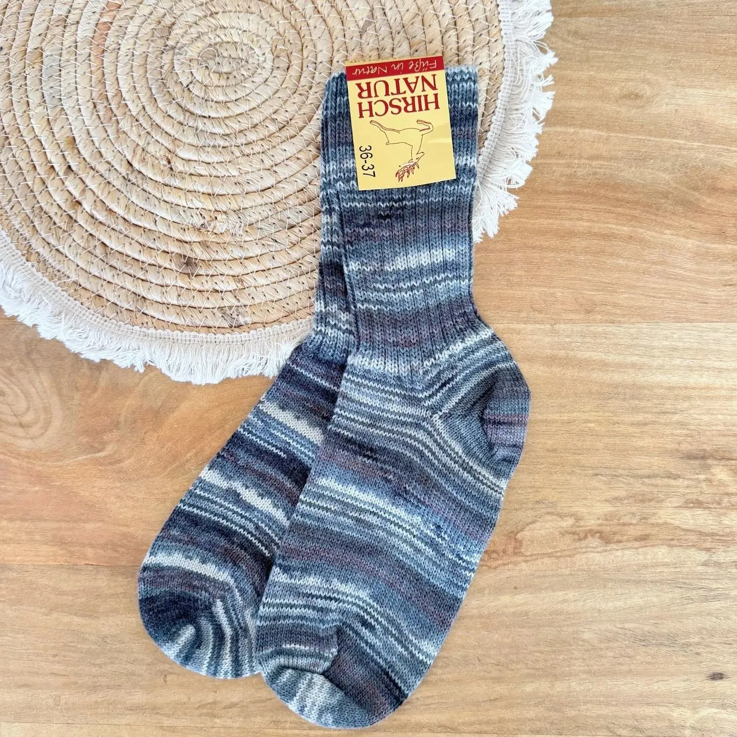 Hirsch Natur chaussettes laine rayées adultes