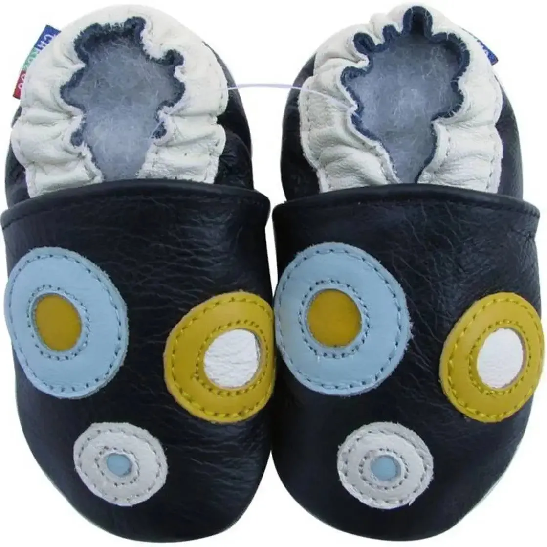 Carozoo Bunny chaussons cuir souple fond rouge