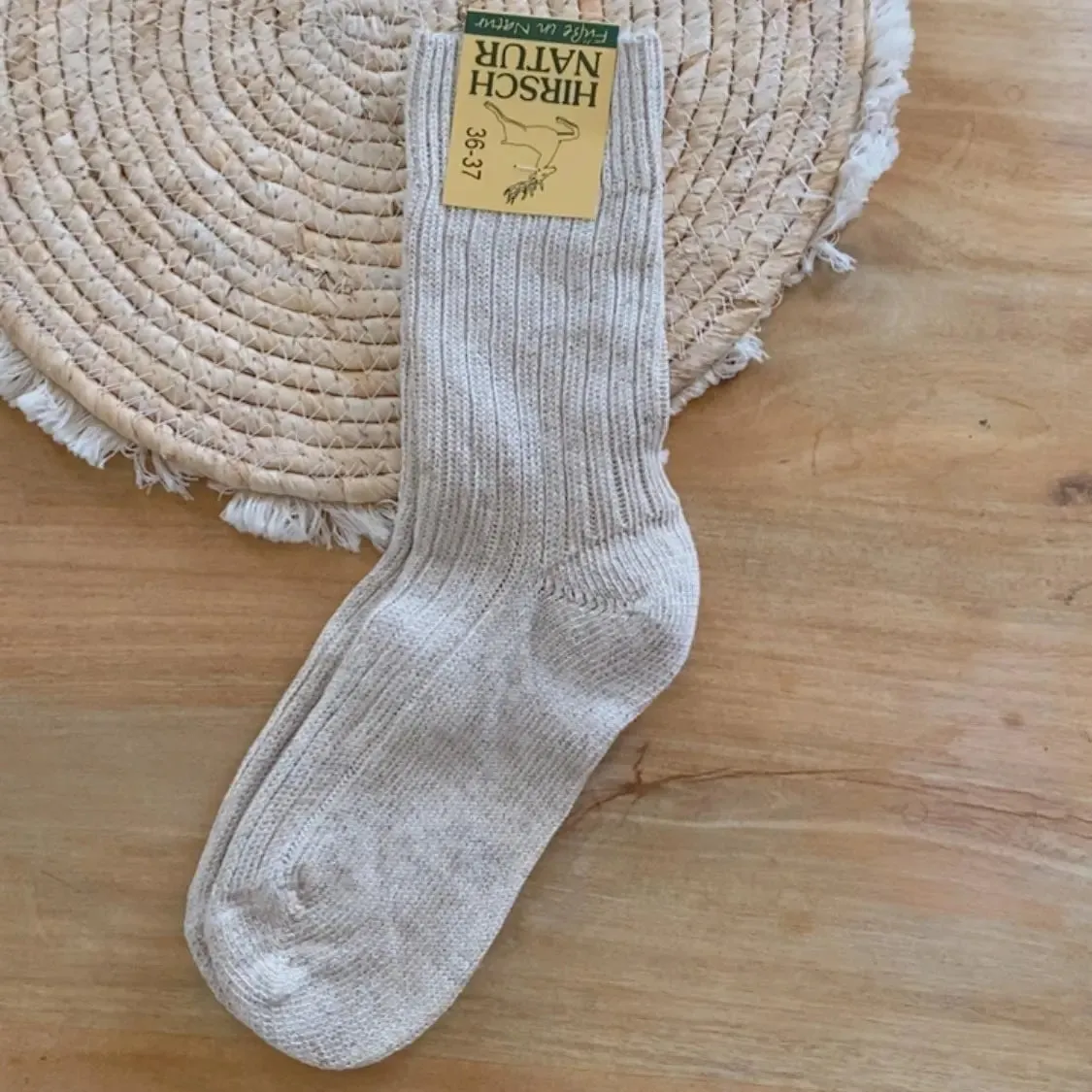 Hirsch Natur Chaussettes Coton Lin Bio Respirantes