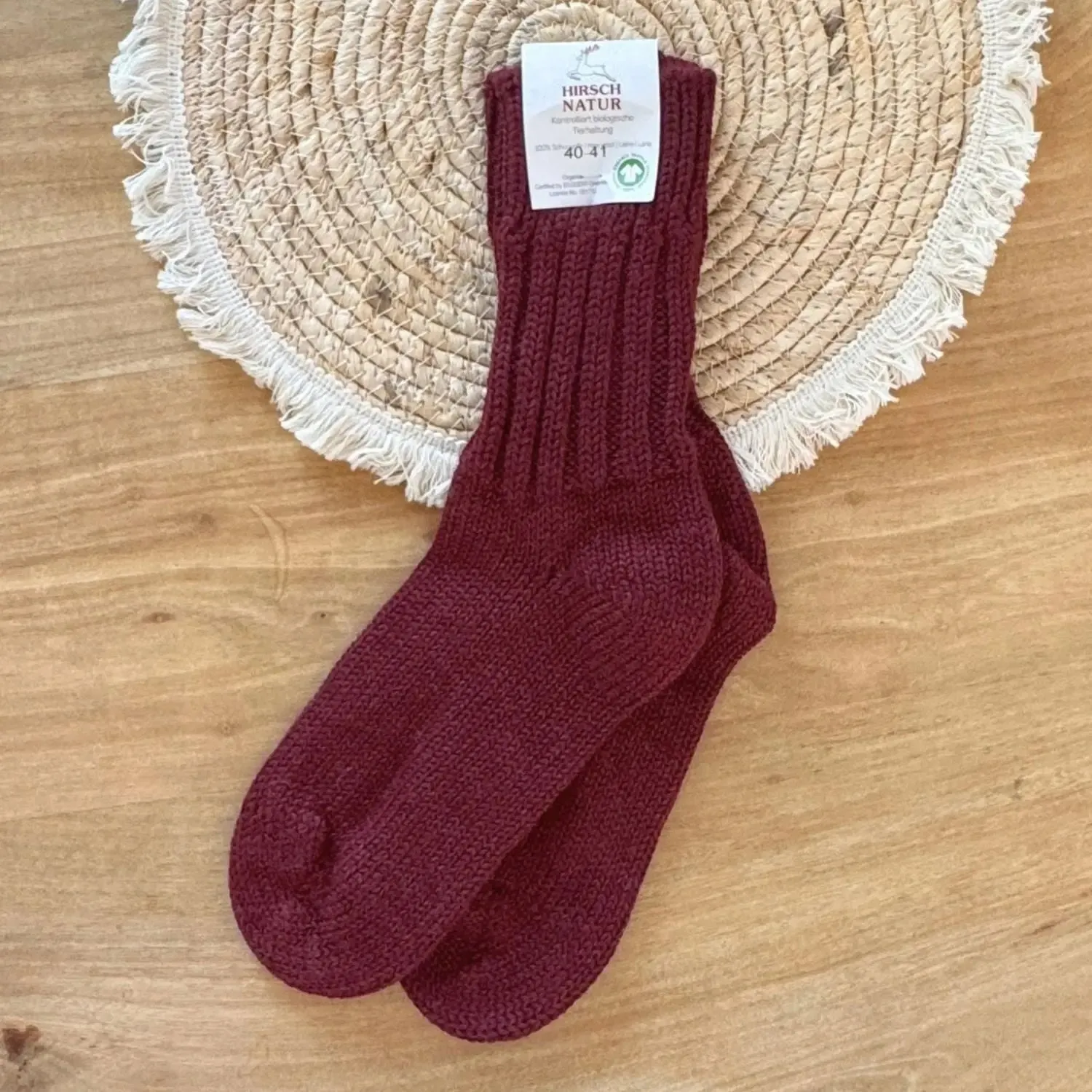 Hirsch Natur chaussettes adulte laine bio maille aérée paire