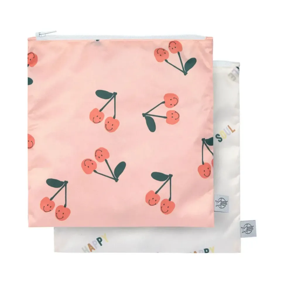 Lässig pochettes snack Happy Fruits lot 2 réutilisables