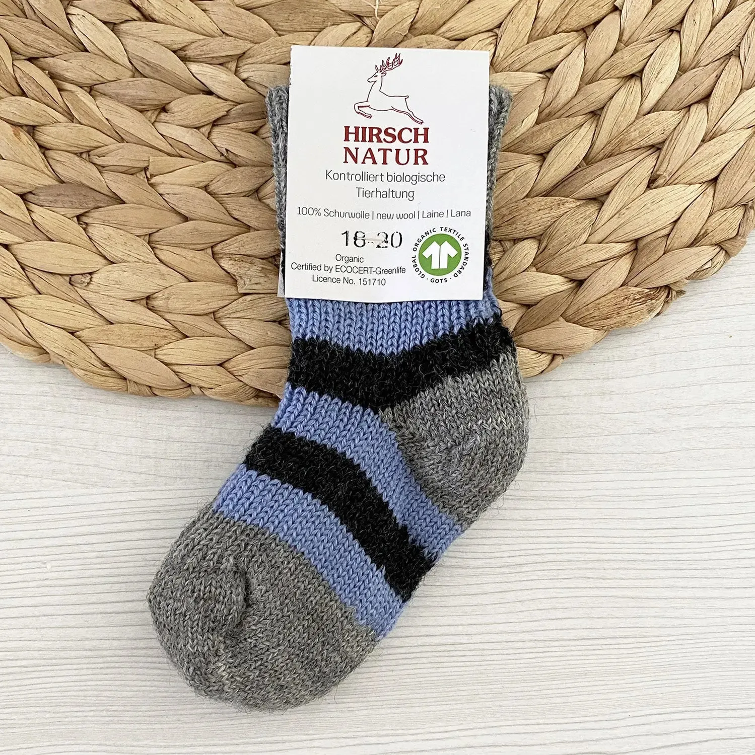 Hirsch Natur chaussettes en pure laine pour enfants