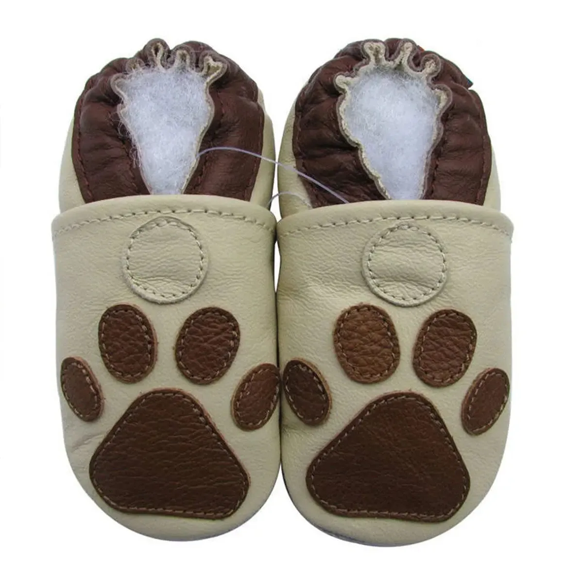 Carozoo Bunny chaussons cuir souple fond rouge