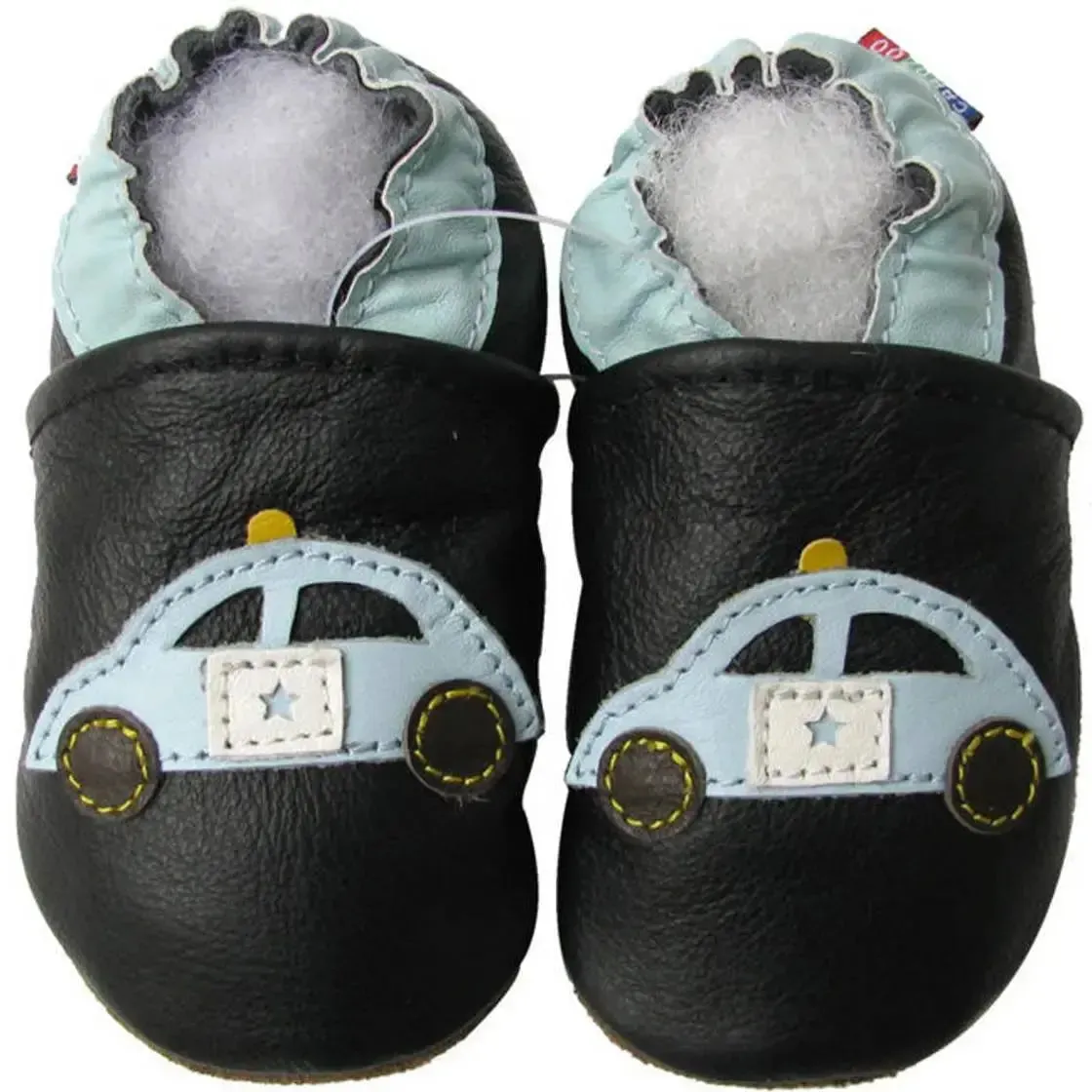 Carozoo Bunny chaussons cuir souple fond rouge
