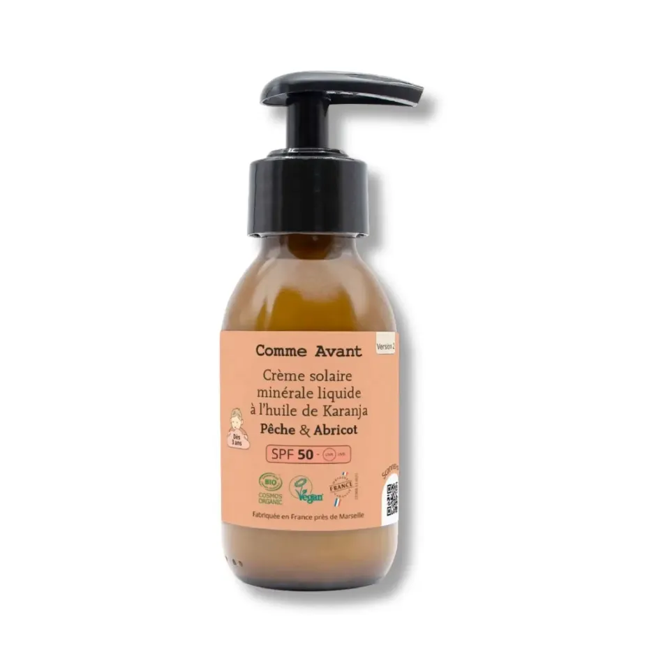 LiliNappy Comme Avant crème solaire enfant SPF50 Pêche Abricot minérale
