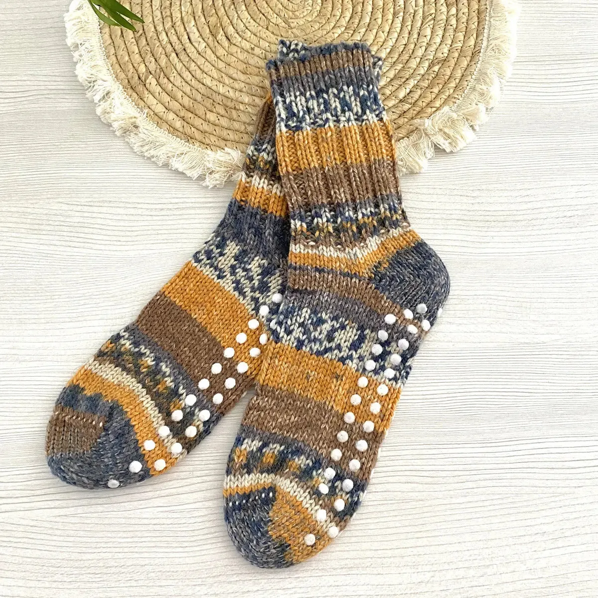 Hirsch Natur chaussettes laine antidesrapantes adulte