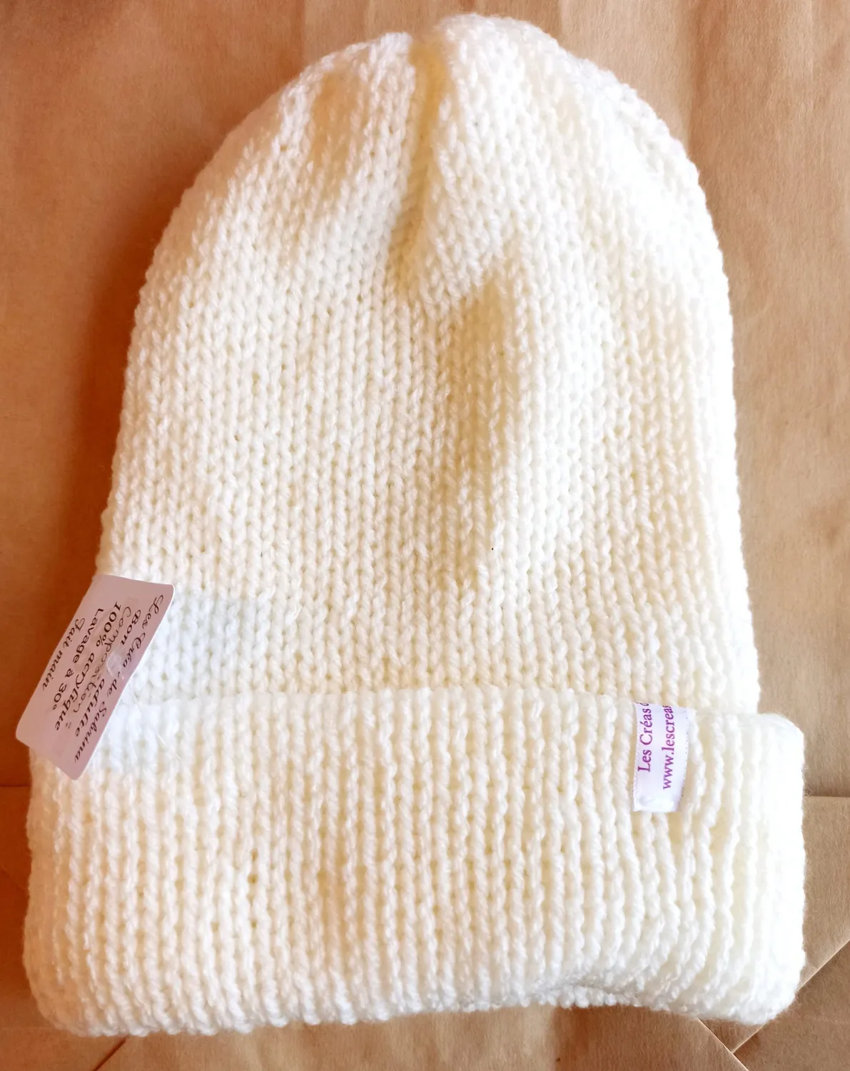 Les Créas de Sabrina bonnet tricoté doublé acrylique