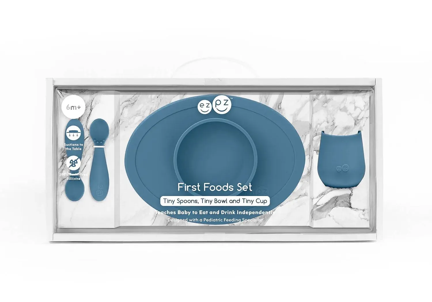 EZPZ First Foods Set coffret repas silicone Indigo 4 pièces