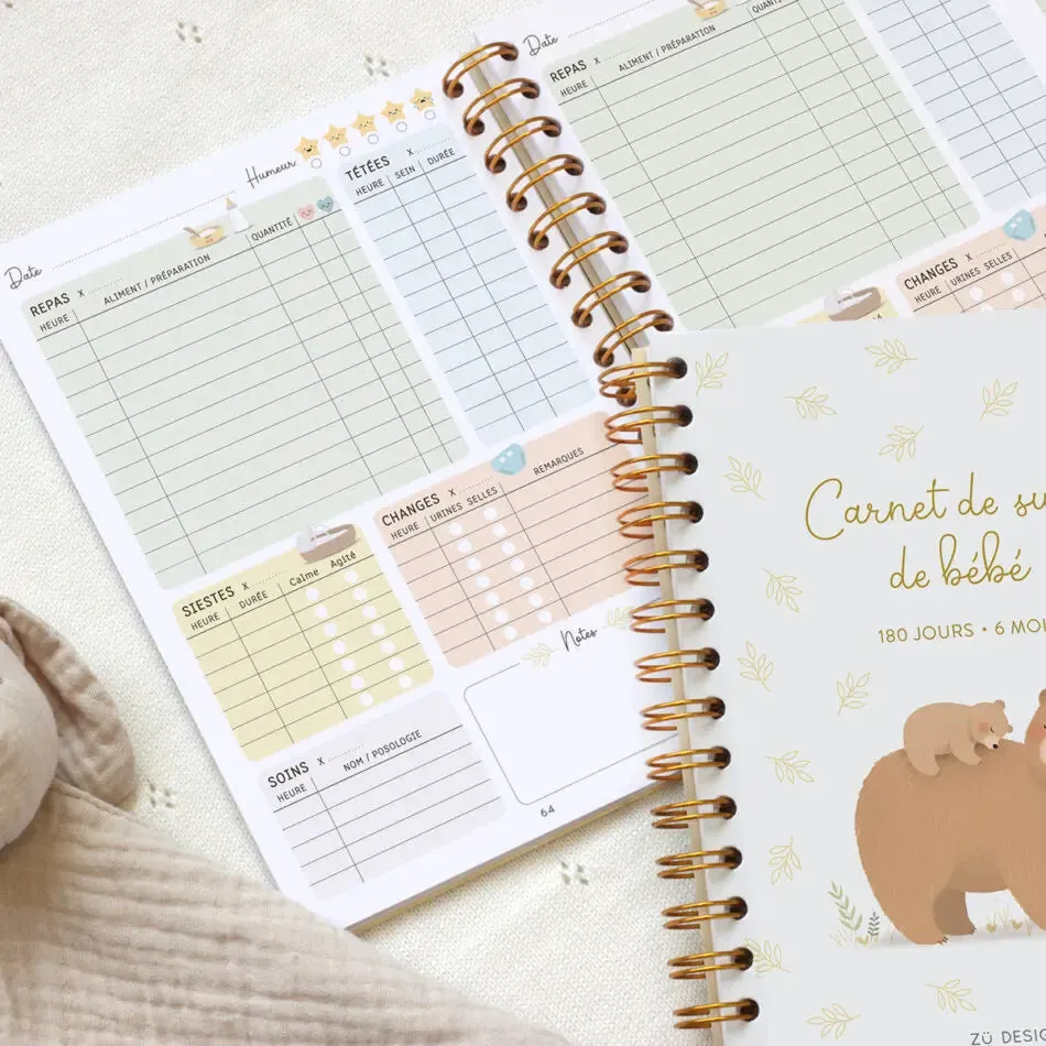 Zü Ours carnet suivi bébé 0-6 mois fabriqué France