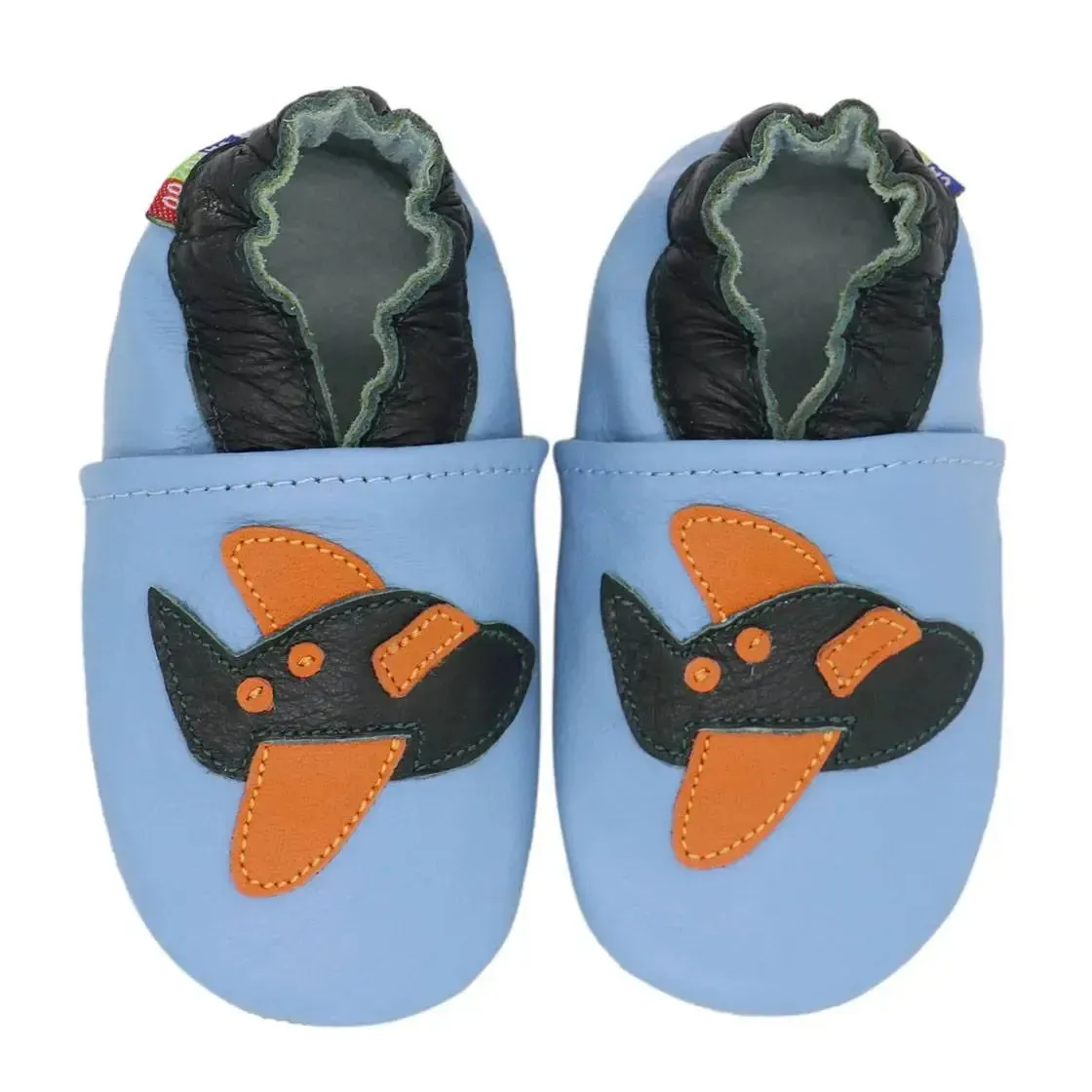 Carozoo Bunny chaussons cuir souple fond rouge