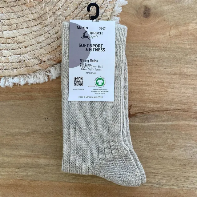 Hirsch Natur chaussettes femme laine lin bio chaudes