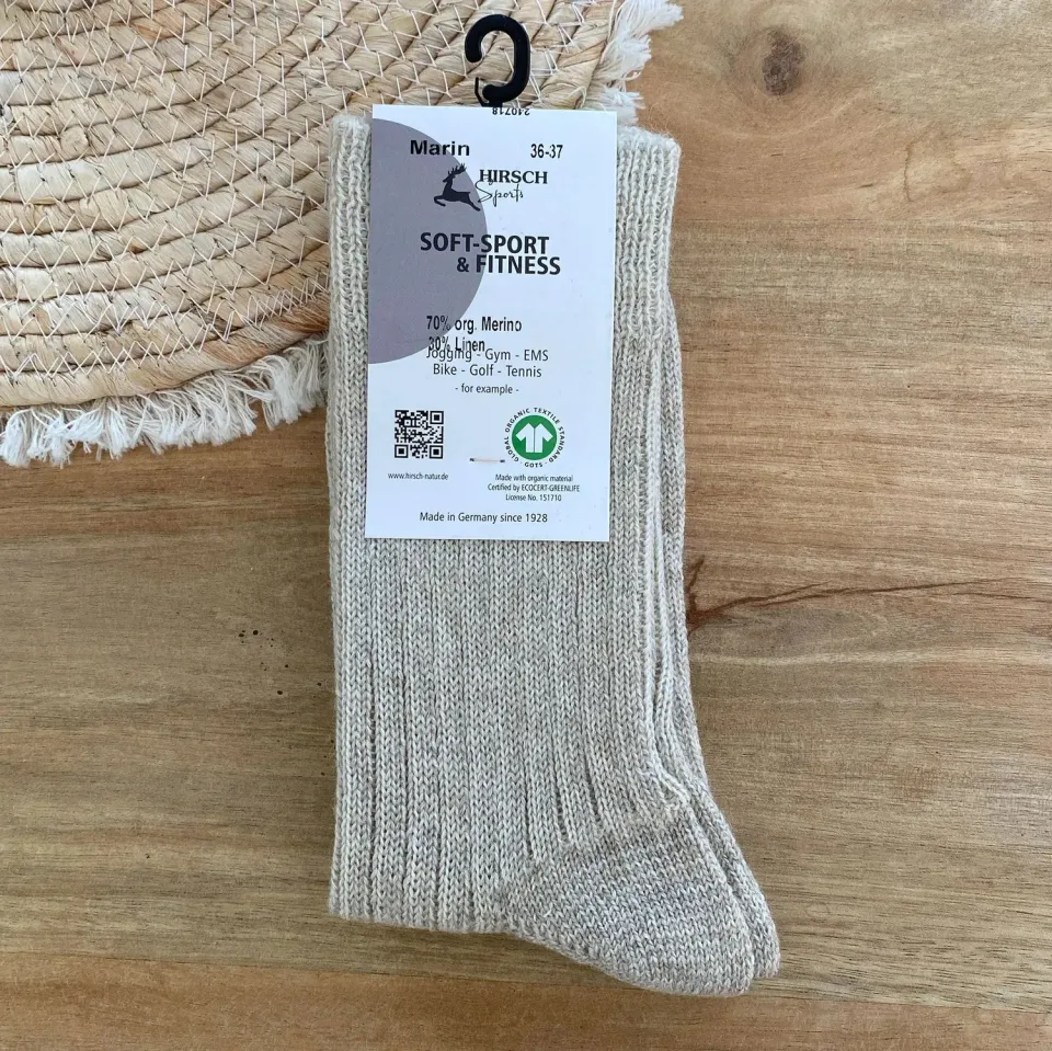 Hirsch Natur chaussettes femme laine lin bio chaudes