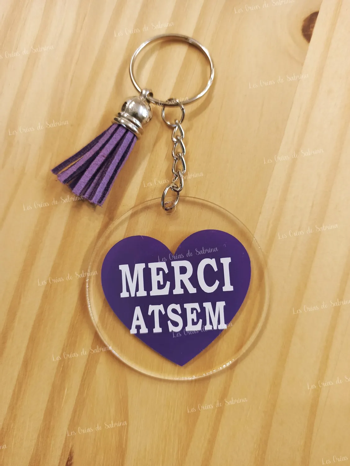 Les Créas de Sabrina porte-clés acrylique pompon cuir