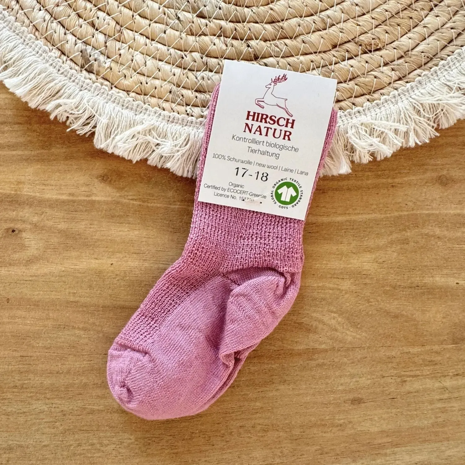 Chaussettes fines en laine bio Hirsch Natur