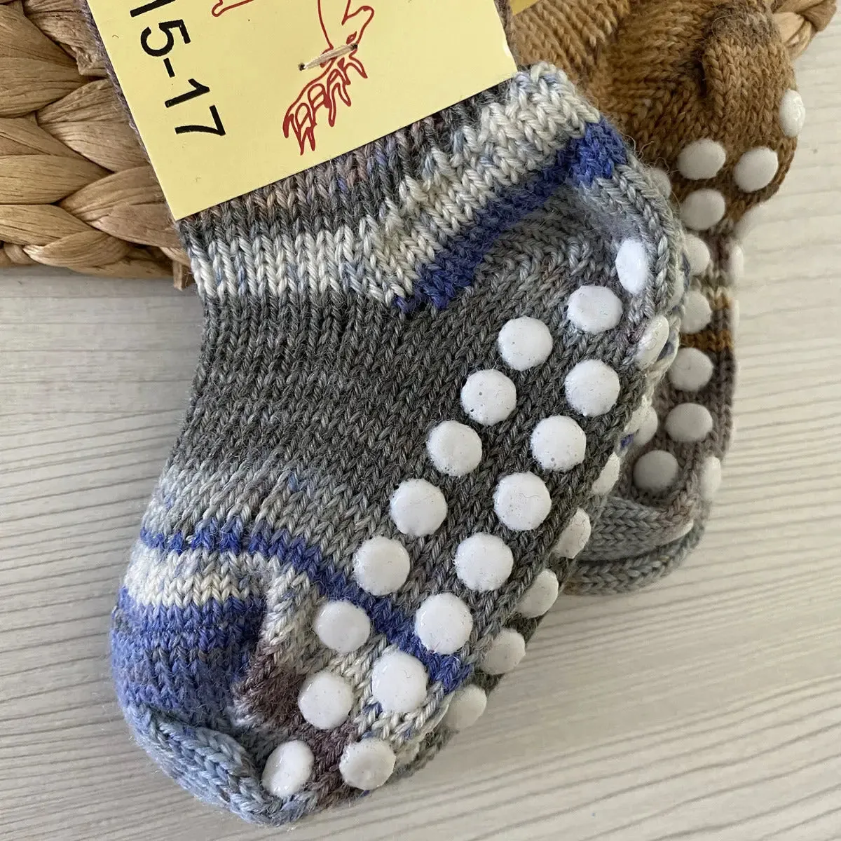 Hirsch Natur chaussettes pure laine antidérapantes enfant
