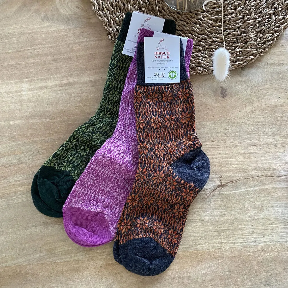 Hirsch Natur Chaussettes Laine Étoile